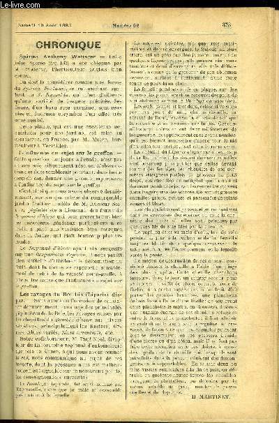 LE PETIT JARDIN ILLUSTRE N 92 - Chronique, H. Martinet ; L'asperge, C. Potrat ; De l'ornementation florale des jardins, Albert Maumen ; Le navet, J. Guillemain ; De la serre  multiplication, Albert griessen ; Le rosier, Albert Maumen ; Varits, P. Le