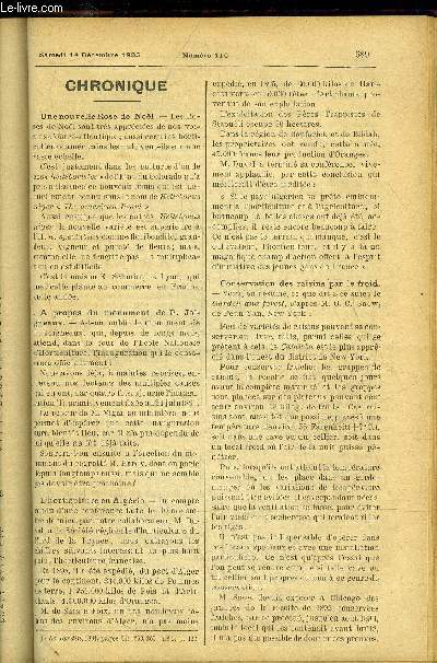 LE PETIT JARDIN ILLUSTRE N 110 - Chronique ; Chrysanthmes, H. M. ; M. Auguste Nonin, H. M. ; Chrysanthme rose arnaud, Nardy pre ; Arboriculture d'ornement, A. Gourlot ; Sur le genres des noms de plantes, J. Grome ; Description de quelques pommes russ