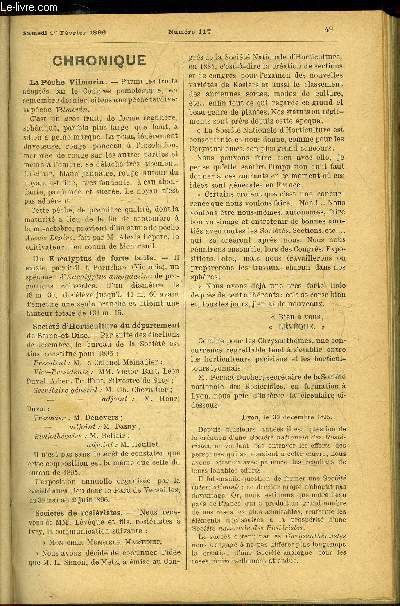 LE PETIT JARDIN ILLUSTRE N 117 - Chronique ; Begonia semperflorens grandiflora, E. Olivier ; Les odontoglossum, L. Guillochon ; L'oseille, C. Potrat ; Nouveauts horticoles, A. Gourlot ; Notes sur la taille et la culture de la tomate, Delaitre Victor ;