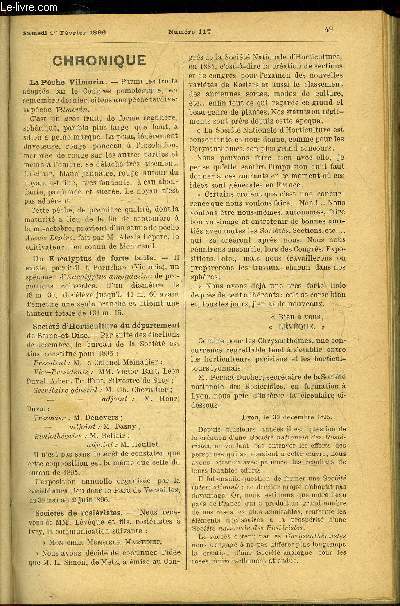 LE PETIT JARDIN ILLUSTRE N 117 - Chronique ; Begonia semperflorens grandiflora, E. Olivier ; Les odontoglossum, L. Guillochon ; L'oseille, C. Potrat ; Nouveauts horticoles, A. Gourlot ; Notes sur la taille et la culture de la tomate, Delaitre Victor ;