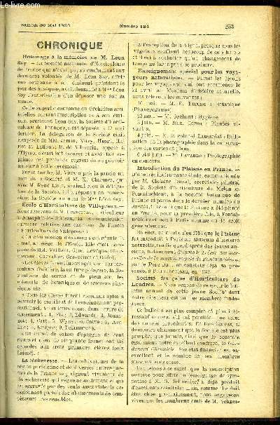 LE PETIT JARDIN ILLUSTRE N 134 - Chronique ; Garniture des murs de jardins, Alphonse Karr. ; Le pois, J. Guillemain ; Sevrage des marcottes, J. Rigaux ; Comcombres  cornichons, V. Boidin ; Des ichneumons, Albert Larbaltrier ; La coulure de la vigne, Ch