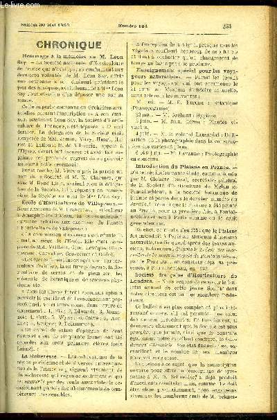 LE PETIT JARDIN ILLUSTRE N 134 - Chronique ; Garniture des murs de jardins, Alphonse Karr. ; Le pois, J. Guillemain ; Sevrage des marcottes, J. Rigaux ; Comcombres  cornichons, V. Boidin ; Des ichneumons, Albert Larbaltrier ; La coulure de la vigne, Ch