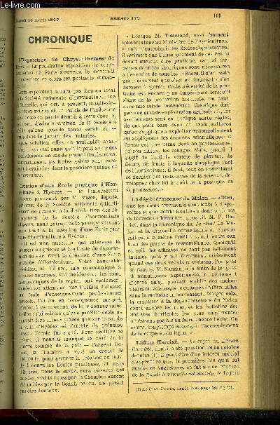 LE PETIT JARDIN ILLUSTRE N 179 - Chronique ; L'oranger de savetier, M. Dalimane ; Le pcher, A.Gourlot ; Francoa rupestris, Ad. van den heede ; La floraison retarde des rosiers, V. Rouge ; De l'assolement, Henri Blin ; Mosaiculture applique, Albert Mau