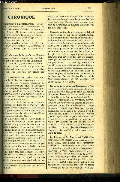 LE PETIT JARDIN ILLUSTRE N 188 - Chronique ; Arbustes alpins, H. Correvon ; Rle de la fcondation artificielle dans l'obtention des varits, J. Mahot ; Les asphodles, Albert Maumen ; Influence de la lune sur la vgtation, Louis Trasse ; Arauja albe