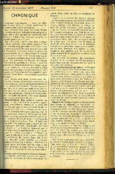 LE PETIT JARDIN ILLUSTRE N 210 - Chronique ; Notes sur la culture des palmiers en appartement, L. Duval ; Les fleurs aux fiancailles et aux mariages, Albert Maumen ; Le muguet forc, L. Guillochon ; Les plantes bulbeuses en gnral, S. Mottet ; Culture