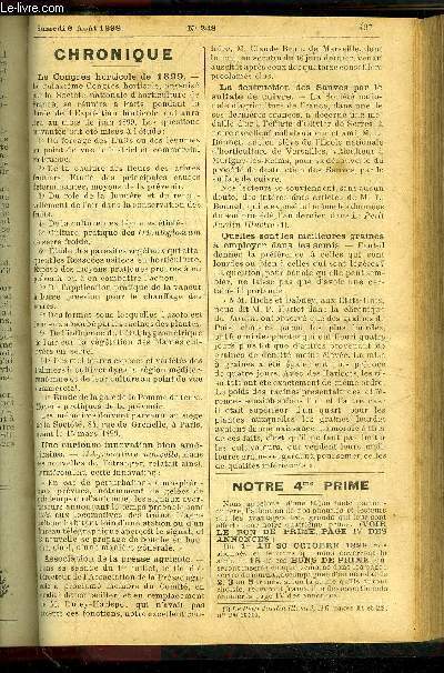 LE PETIT JARDIN ILLUSTRE N 248 - La culture de V Hliotrope pour la floraison hivernale, par M. Jules Rudolph ;Les Campanules, par M. S. Mottet ;La greffe des boutons  fruits du Poirier, par M. E. Courtois ;Les porte-greffes franco-amricain