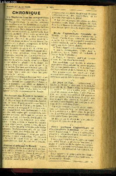 LE PETIT JARDIN ILLUSTRE N 251 - L'Aster miniature, par M. F. Mnard ;L'Iris Kompferiy par M. S. Mottet ;Le Long champs-fleuri, par M. Albert Maumen ;Culture des Plargonium  grande fleur, par M. Jules Rudolph;La cueillette des pches et leur prparati