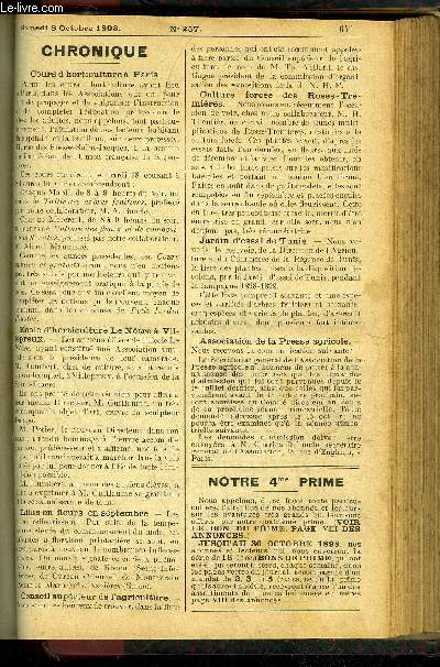 LE PETIT JARDIN ILLUSTRE N 257 - Les pots  fleurs  irrigation souterraine, par M. Albert Maumen ;Le Pourpier  grandes fleurs, parM. S.Mottet^Les travaux de la quinzaine au jardin d'agrment, par M. A. Gourlot;L'engraissement des volailles