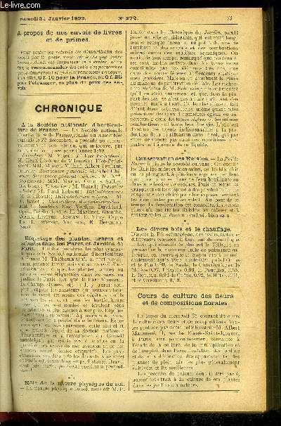 LE PETIT JARDIN ILLUSTRE N 272 - Les terres convenant a La culture-en pots des plantes dans les appartements, par M. Albert M au men ;La culture de la Mdcre, par M. J. Fausst;Les Hisbiscus ou Ketmies de pleine terre, par S Mottet ;La cultu