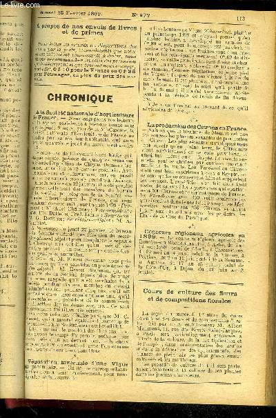 LE PETIT JARDIN ILLUSTRE N 277 - La culture des Bgonias  beau feuillage, par M. Jules Rudolph;Du terrain convenant  la culture de la Vigne, par M. F. Chambaud;Nouvelles compositions florales, par M. Albert Maumen;La culture de l'Echalotte