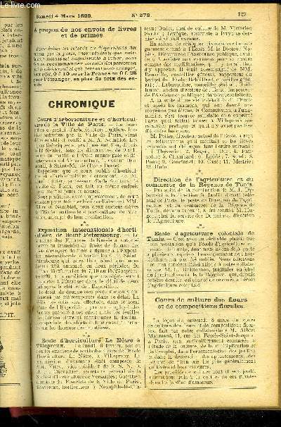 LE PETIT JARDIN ILLUSTRE N 278 - Les travaux du mois de mars en appartements, par M. Albert Maumen ;La culture des Maranta, par M. Jules Ru-dolph;Deux bons Pois, par M. F. Laplace ;Les Lis indignes, par M. S. Mottet;Les terrains convenant  la Vigne, p