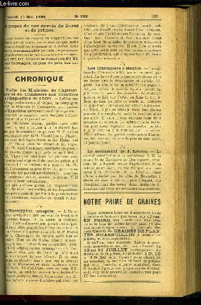 LE PETIT JARDIN ILLUSTRE N 288 - Mai et les plantes d'appartements, par M. Albert Maumen ;Culture en pots desplantes alpines, par M, S. Mottet;Taille en vert des Vignes geles, par M. F. Cjham-baud;Culture du Phormium tenax, par M. Jules Rud