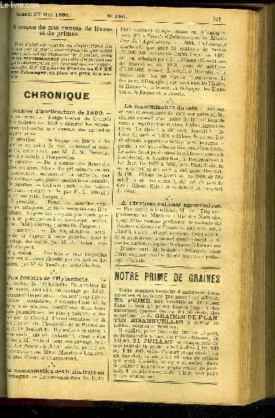 LE PETIT JARDIN ILLUSTRE N 290 - Culture des Montbretia crocosmoeflora, par M. S. Mottet;Ebourgeonnement de la Vignet par M. F. Cham* bud ;Culture du Medinella magnrjica, par M. Jules Rudolph ;Iotte et conservation des graines, rhizomes et