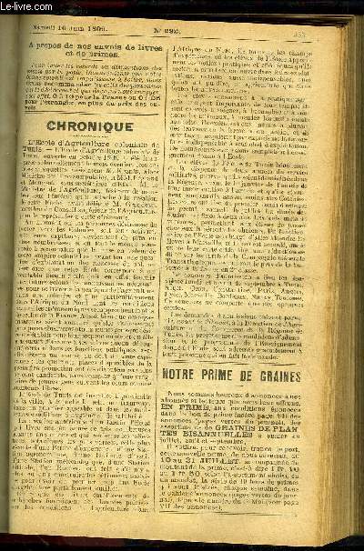 LE PETIT JARDIN ILLUSTRE N 292 - L'Incision annulaire de la Vigne, par M. F. Chambaud;Un bon lgume : le Scolyme d'Espagne, par M. H. Theulier ;Un Solanum grimpant, par M. J Luquet ; Les Marguerites, par'JVJ. S. Mottet;La culture du Clerodend