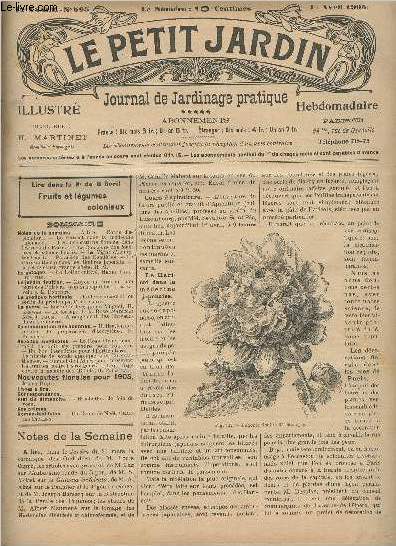 LE PETIT JARDIN ILLUSTRE N 595 - 1er avril 1905 - cours d'apiculture - Le haricot dans la mdecine japonaise - Les dcorations florales dans les rues de Paris - Le concours des fentres et balcons fleuris - La vigne d'Hampton-Court ..