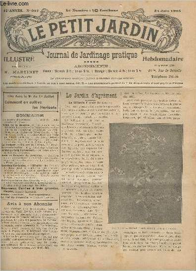 LE PETIT JARDIN ILLUSTRE N 607 - 24 juin 1905 - La gillnie  trois folioles - Les succs de la librairie horticole - La fraise russe - Une station de recherches botaniques au Ple-Nord - La rglisse en Msopotamie - Maladies des mtaux ..