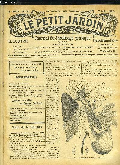 LE PETIT JARDIN ILLUSTRE N 716 - Notes de la semaine.Le Potager. - Peut-on cueillir dis eiits Pois jusqu'aux geles, R. Bziat.Le Jardin Fruitier. - Del fructification du Fignier, J. Paillot de Monta bert.Les Orchides  la porte de tous.-