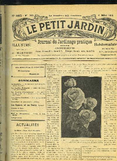LE PETIT JARDIN ILLUSTRE N 765 - Actualits, - La Rose Frau Karl Druschki. Cochet-Cochet.Le Jardin Potager, - Culture des Choux-fleurs. Louis Barr,Le Jardin d'Agrment - Les plantes vivaces de plein air  longue floraison. Ad. Van DEN HEEDE.