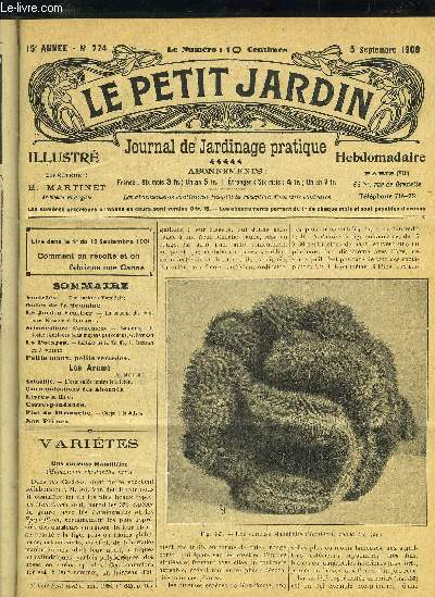 LE PETIT JARDIN ILLUSTRE N 774 - Varits. - Une curieuse Mamiilaire Notes de la Semaine.Le Jardin Fruitier - Un enoemi du Pocn-mier, Bziat et Dublesel Arboriculture d'ornement. - Bouturage du Rosier : quelques bons moyens peu connus, C.Potrat Le P