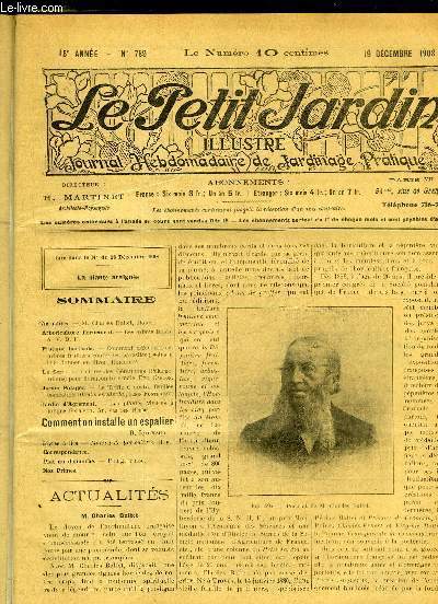 LE PETIT JARDIN ILLUSTRE N 789 - Actualits. - M. Charles Ballet,. Hort.Arboriculture d'ornement. - Les arbres isols,A V. D. H.Pratique horticole. - Comment dfendre nos arbres fruitiers contre les parasites ; soins  leur donner en ftiver