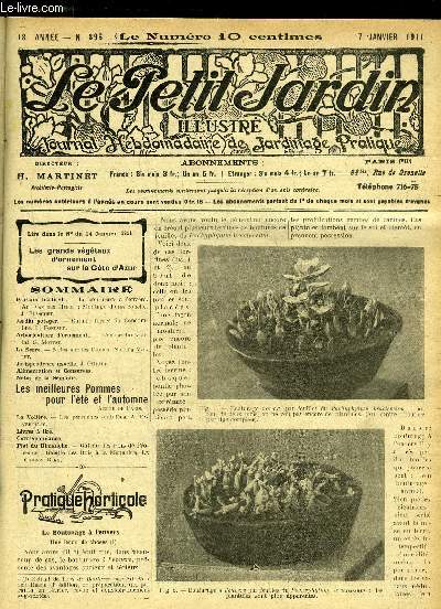 LE PETIT JARDIN ILLUSTRE N 896 - Pratique horticole. - Le bouturage  l'envers. Ad. Van den Heede ; Montage d'une couche. .1. Blanchet.Jardin potager. - Culture force du Concombre. L. Fondard.Arboriculture d'ornement. - L'Orme horizontal. kS. Mo