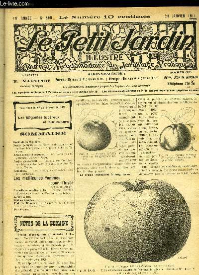 LE PETIT JARDIN ILLUSTRE N 899 - Notes de la Semaine.Jardin potager. - La Tomate de primeur en 'culture .bourgeoise en Angleterre. Louis Tarasse.Arboriculture d'ornement. - Les Iloscs peu rpandues. Edouard Saget.Jardin d'agrment. - Dialogue