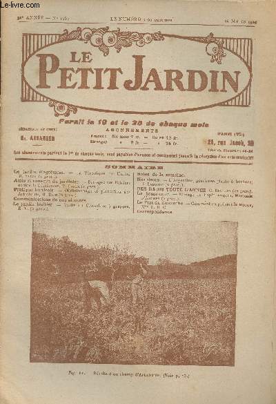 LE PETIT JARDIN N 1267 - 32e anne - 25 mars 1925 - Le jardin d'agrment : La vronique de Hulke, H. Yarel - Amis et ennemis du jardinier : Protgez vos poiriers contre le ccidomye, V. Enfer - Pratique horticole : Oeilletonnage et plantation des artich