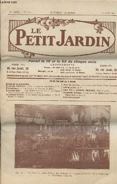 LE PETIT JARDIN N 1421 - 38e anne - 25 aot 1931 - Les travaux de septembre - Les penses - Une bonne race de poule : la rhode island rouge - Dernires suppressions - Taille d'aot - La rcolte des fruits - Les semis de choux au printemps...