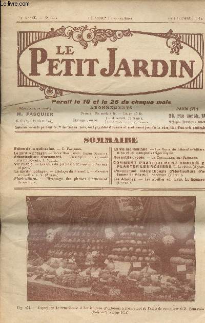 LE PETIT JARDIN N 1452 - 39e anne - 10 dc. 1932 - Groseillier cassis - Un emploi peu rpandu du Paulownia - Les oies du jardinier - Etiolage du pissenlit - Hivernage des plantes d'ornement - Les fleurs du littoral mditerranen