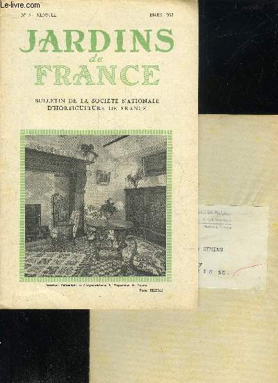 JARDINS DE FRANCE N 3 - Actualits horticoles ..Exposition de Chrysanthmes de la ville de Rouen (9-25 novembre1951) ..Dans nos Socits affilies ..L'Horticulture en Nouvelle-Caldonie.Mlanges terreux utiliss en Horticulture, Dsin