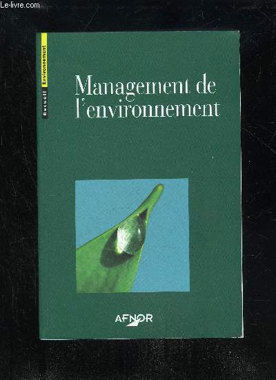 MANAGEMENT DE L'ENVIRONNEMENT