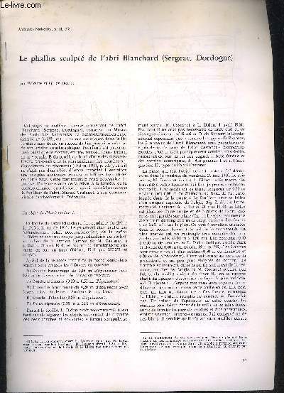 LE PHALLUS SCULPTE DE L'ABRI BLANCHARD (SERGEAC DORDOGNE) - PERIGORD NOIR.