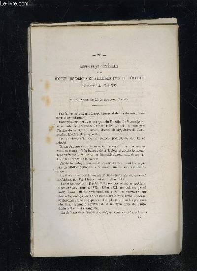 BULLETIN DE LA SOCIETE HISTORIQUE ET ARCHEOLOGIQUE DU PERIGORD - TOME IX - LIVRAISON N 4
