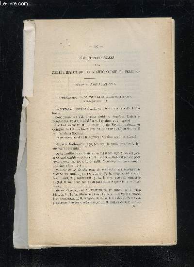 BULLETIN DE LA SOCIETE HISTORIQUE ET ARCHEOLOGIQUE DU PERIGORD - TOME XXXVIII - LIVRAISON N 5