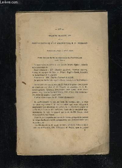 BULLETIN DE LA SOCIETE HISTORIQUE ET ARCHEOLOGIQUE DU PERIGORD - TOME XLV - LIVRAISON N 3