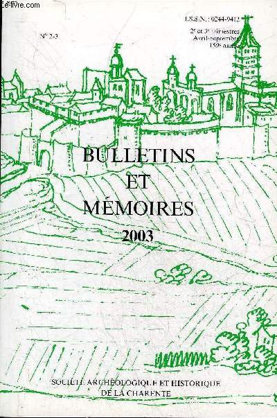 BULLETINS ET MEMOIRES DE LA SOCIETE ARCHEOLOGIQUE ET HISTORIQUE DE LA CHARENTE N2-3 2003 - L'anthropisation du karst dans la valle de la Tardoire durant le palolithique moyen par Debnath etc.