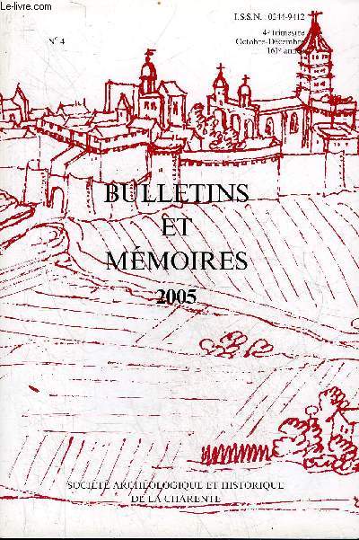 BULLETINS ET MEMOIRES DE LA SOCIETE ARCHEOLOGIQUE ET HISTORIQUE DE LA CHARENTE N4 2005 - Bibliographie de gisements palolithiques du bassin de la Charente grottes abris et dpts de pente par Debenath - abrviations utilises - ouvrages gnraux etc.