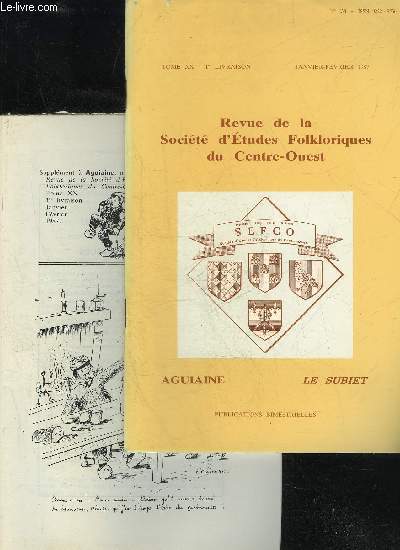 SOCIETE D'ETUDES FOLKLORIQUES DU CENTRE OUEST - LE SUBIET - LIVRAISON + SUPPLEMENT N 138 - UN  ROMAN  A CL : LA STATUAIRE RELIGIEUSE DU XIIe SICLE EN SAINTONGE ; IV. PISODES DE L'ANCIEN TESTAMENT(suite et fin)par Jean CLOUETA PROPOS D'AR