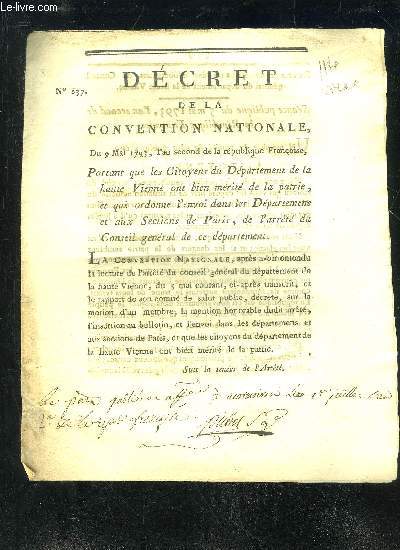 DECRET DE LA CONVENTION NATIONALE N837 DU 9 MAI 1793 .