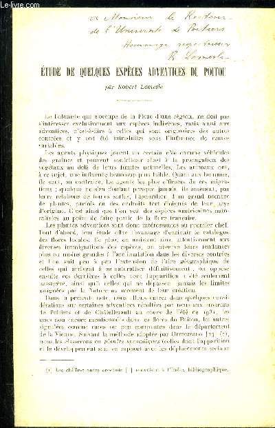 ETUDE DE QUELQUES ESPECES ADVENTICES DU POITOU