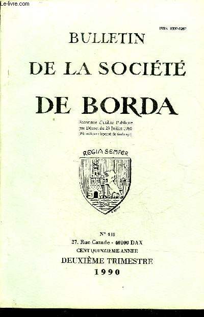 BULLETIN DE LA SOCIETE DE BORDA N 418 Melle Alice Olhagaray Communaut d'Escos en Navarre de 1540  1640 (suite), par O. RUNEAU .Peintures murales landaises de la fin du Moyen Age disparues au IXme et au XXme sicle. Etude iconographique.