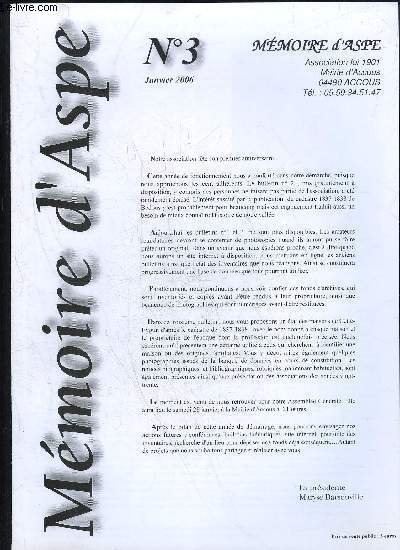 MEMOIRE D'ASPE N 3