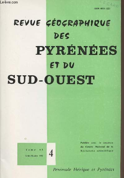 Revue gographique des Pyrnes et du Sud-Ouest - Tome 55 n4 - Oct. dc. 84 - Un ple d'immigration dans la haute montagne pyrnenne : l'Andorre - Le rle des no-ruraux dans le canton d'Oust, Arige