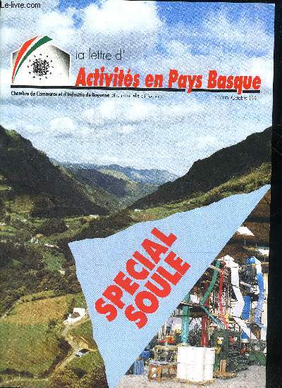 LA LETTRE D'ACTIVITES EN PAYS BASQUE N406 OCTOBRE 1991 - SPECIAL SOULE.
