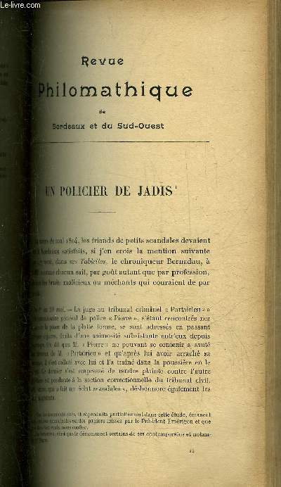 REVUE PHILOMATHIQUE DE BORDEAUX ET DU SUD OUEST - SEPTEMBRE 1904 - Un policier jadis par Emile de Perceval - Yvan le terrible drame en cinq actes par Lon Paris - le peigne d'or conte gascon par Lon Renault - a propos de cramique par X...