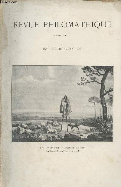 REVUE PHILOMATHIQUE DE BORDEAUX ET DU SUD OUEST - 36EME ANNEE N 4 - Oct.Dc. 33 - Un savant russe du XVIIIe sicle : Lomonosov - La notion de libert individuelle - Les Landes terre d'expriene au temps du Premier Empire - Autrefois... et aujourd'hui