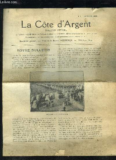 LA COTE D'ARGENT - 1ERE SERIE - BULLETIN OFFICIEL N 1