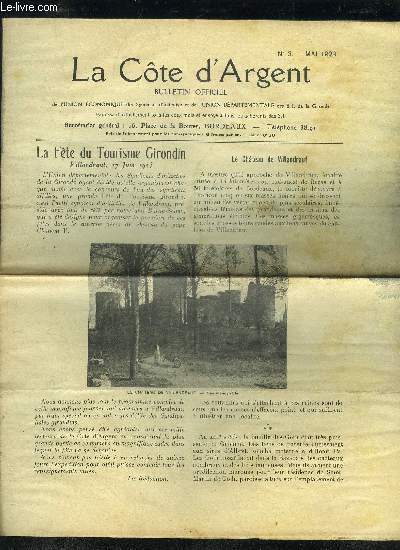 LA COTE D'ARGENT - 1ERE SERIE - BULLETIN OFFICIEL N 3