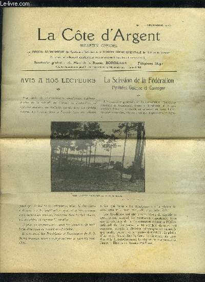 LA COTE D'ARGENT - 1ERE SERIE - BULLETIN OFFICIEL N 6