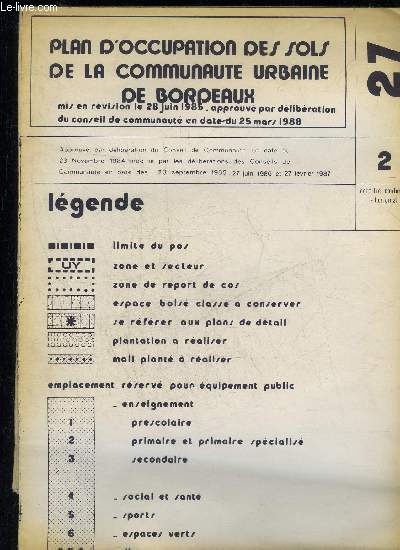 PLAN D'OCCUPATION DES SOLS DE LA COMMUNAUTE URBAINE DE BORDEAUX N27